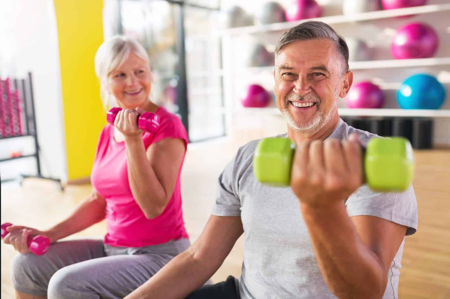 people exercising with a smile showing good oral health